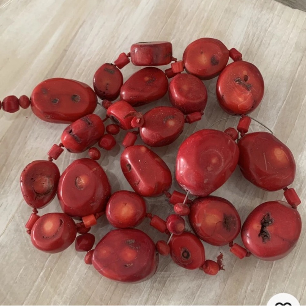 Vibrant Red Clustered Bead Necklace
